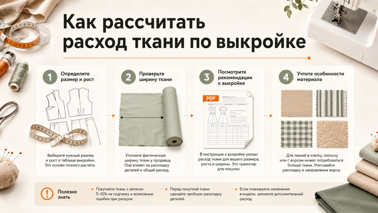 Как рассчитать расход ткани по выкройке