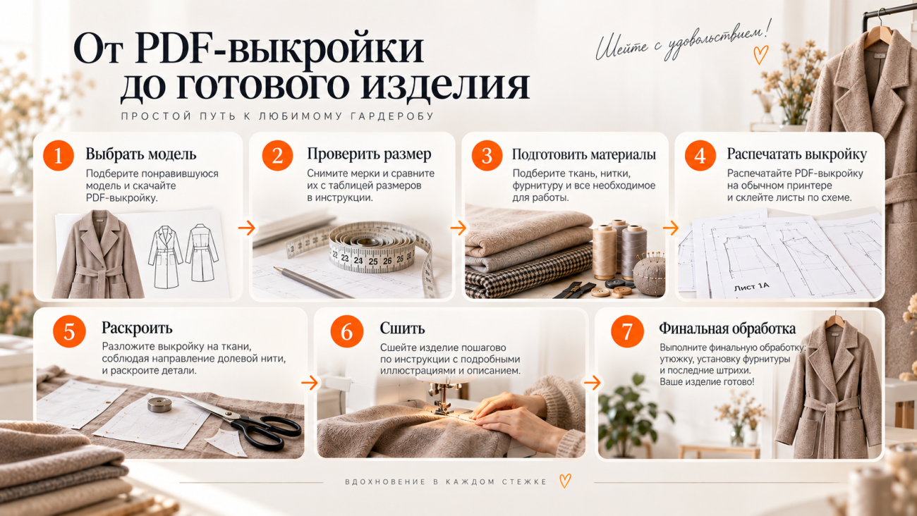 Этапы пошива верхней одежды по готовой выкройке