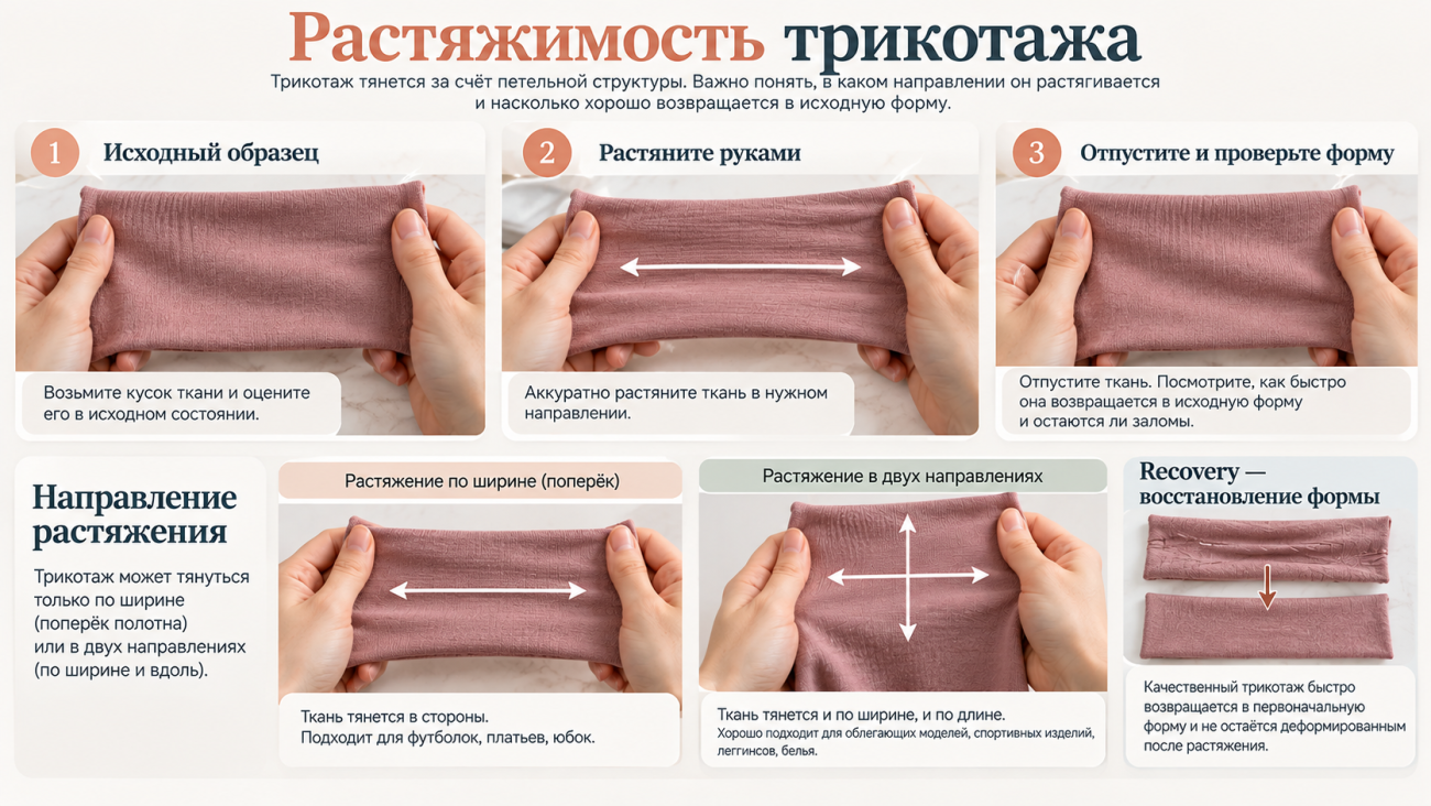 Растяжимость и восстановление формы трикотажа